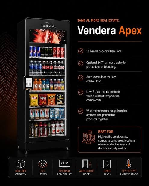 Vendera Apex vending machine specifications
